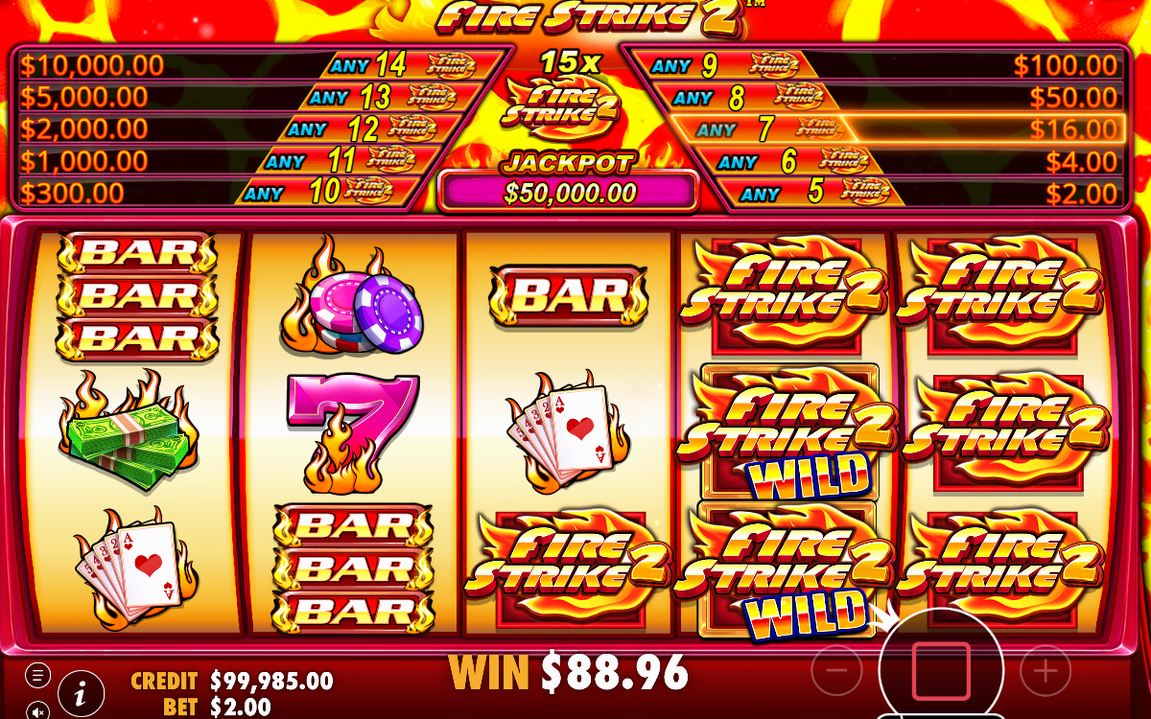 Base game spin with FireStrike and Wild symbols on screen