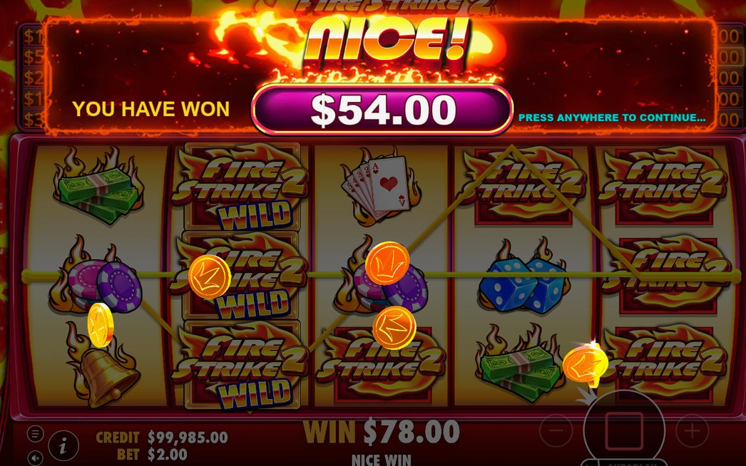 Win screen showing the prize paid for the round