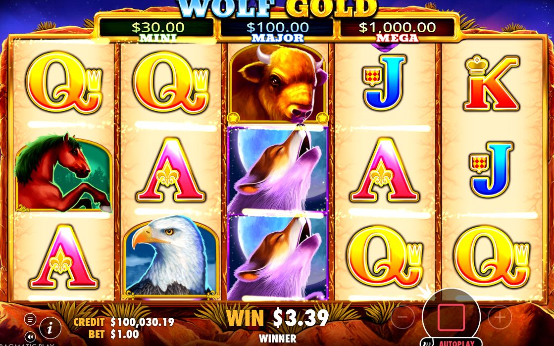 Win screen with the amount paid for the winning line